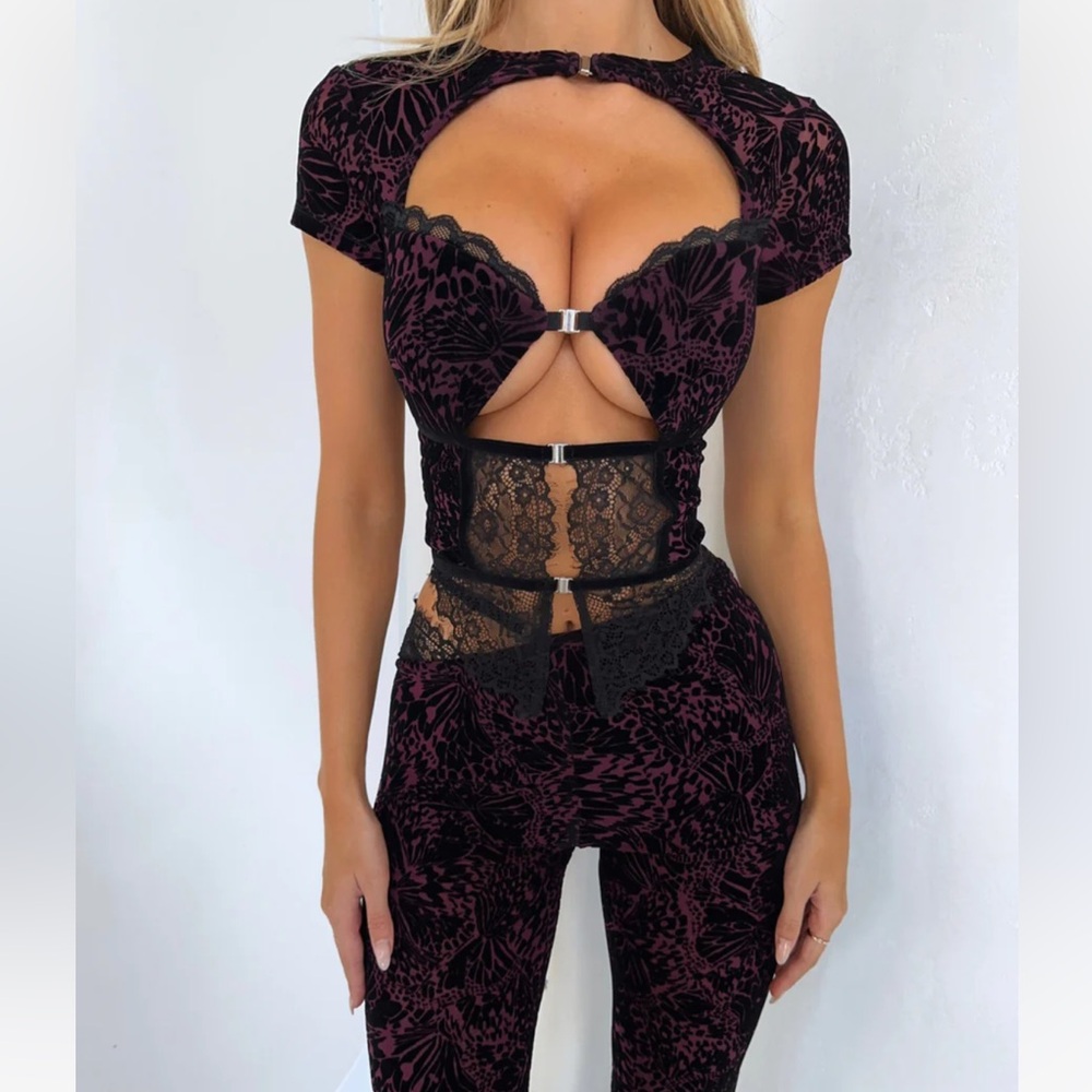 Outcast Clothing Cora Pants & Top Purple Set Coordinates